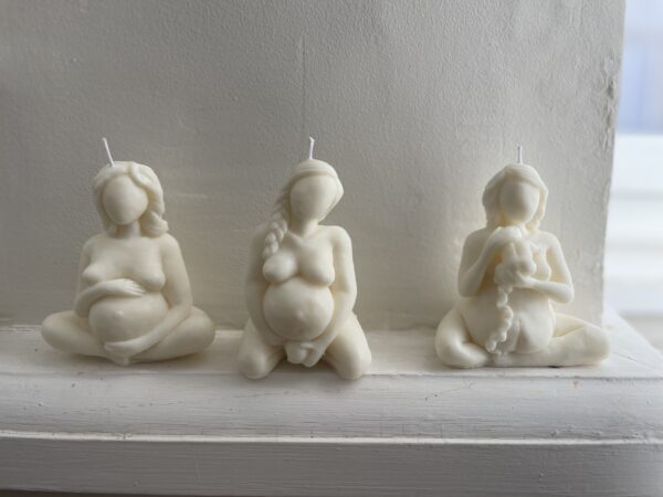bougies de naissance lot de 3 bougies en cire d'abeille femme enceinte de dos